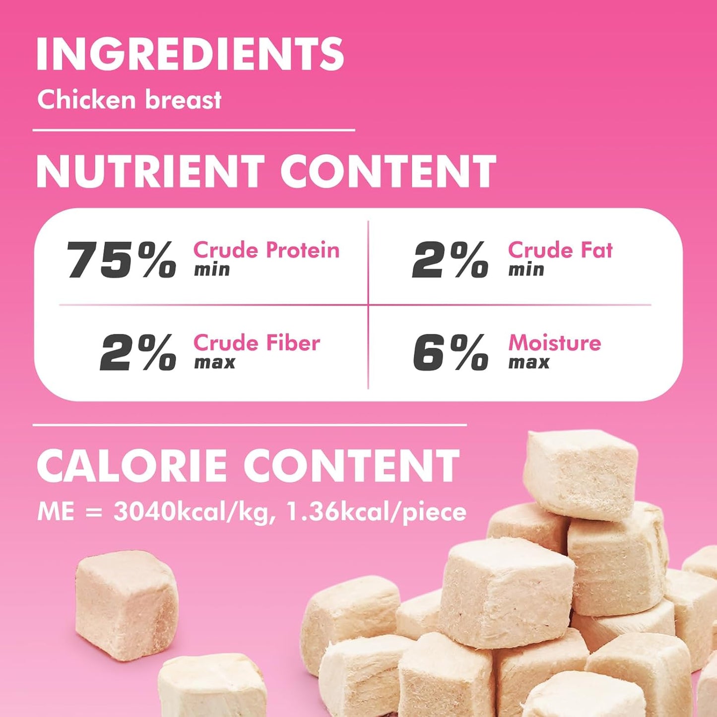 Freeze Dried Cats & Dogs Raw Treats, All Natural Single Ingredient Chicken Breast, High Protein Healthy Pet Training Treats or Food Topper, 3.5 oz