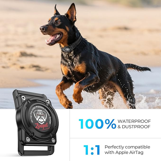 2025 Upgrade Airtag Dog Collar, Reflective Dog Collar with Airtag Holder, IP68 Waterproof| Metal Buckle| Ultra-Durable| Comfortable Padded, GPS Dog Collars for Medium Large Dogs (Black,XL)