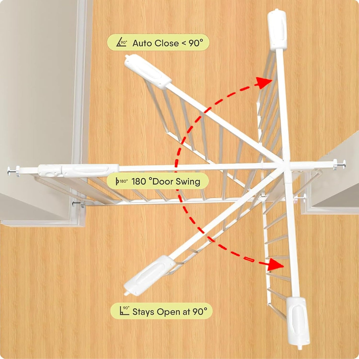 Extra Wide Baby Gate 85.8-90.5 Inch, Pressure Mounted No Drilling, for Stairs & Doorways, Metal White Indoor Safety Gate for Kids and Dogs