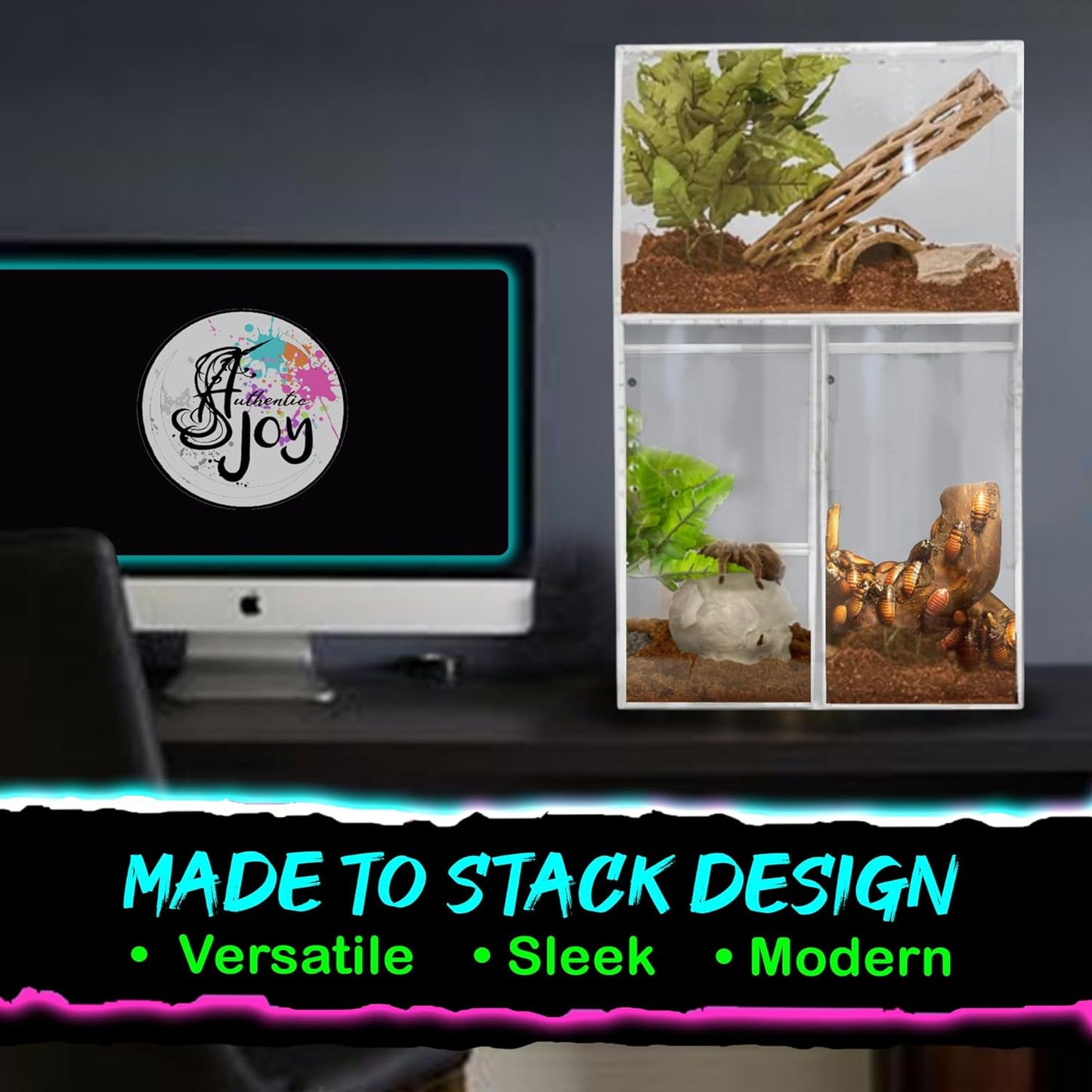 Tarantula Enclosure XL (10”x7”x14”) Reptile Terrarium w/Sliding Magnetic Door-Great Reptile Tank for Terrestrial or Arboreal Animals- Acrylic Terrarium for Juvenile or Adult Spiders- Hermit Crab Cage