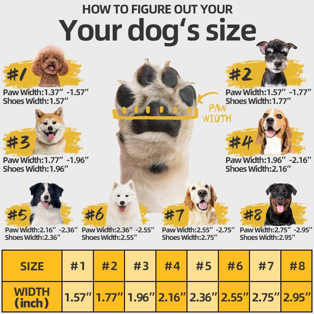 Hcpet Dog Shoes, Dog Boots for Large Dogs, Waterproof Dog Booties Paw Protector for Summer Hot Pavement, Winter Snowy Day, Outdoor Walking, Indoor Hardfloors Anti Slip Sole Black Size 7