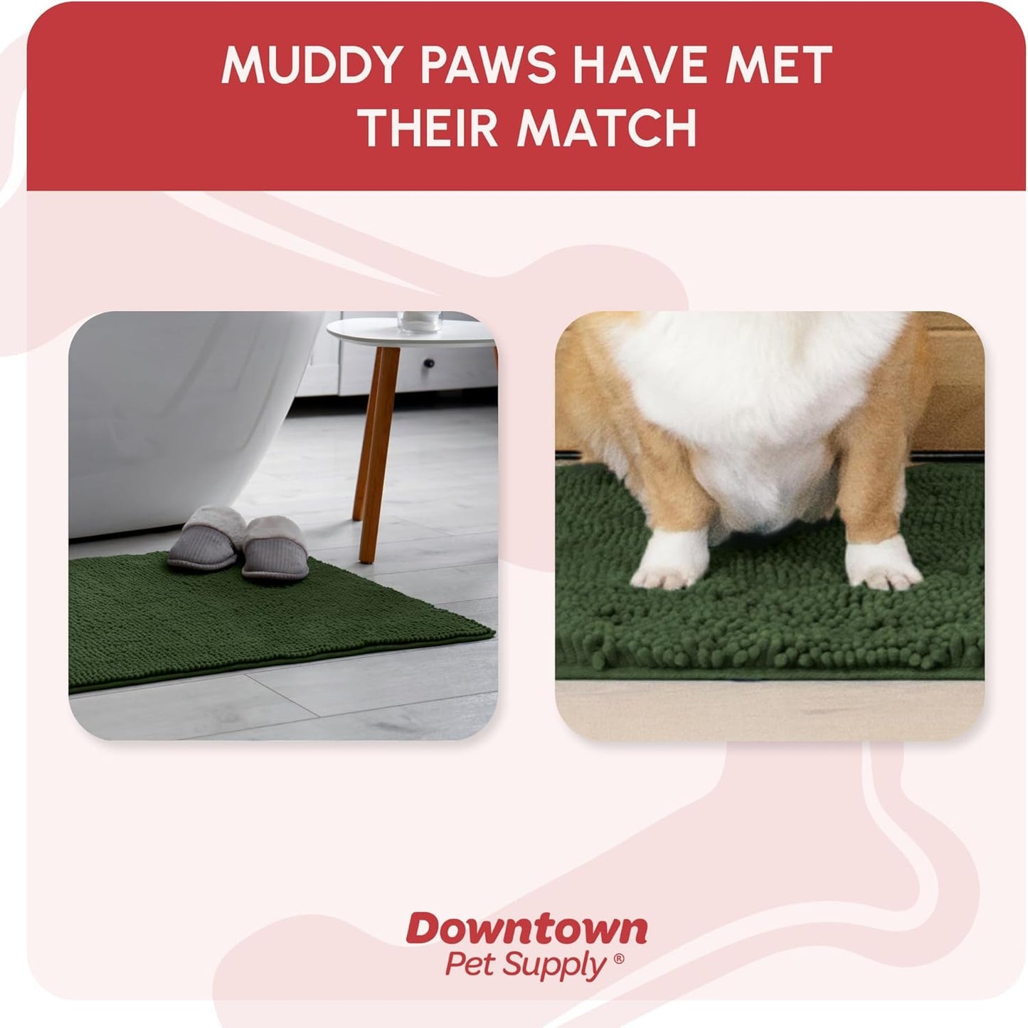 My Doggy Place Medium Chive Microfiber Dog Mat, 31" x 20", Rubber Backed, Absorbent, Quick Drying, Machine Washable