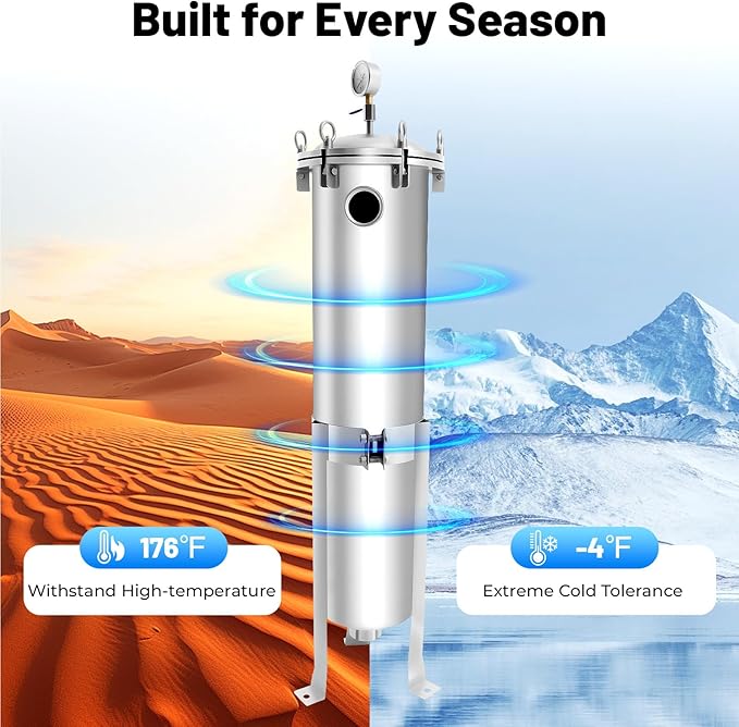 #2 304 Stainless Steel Bag Filter Housing w/Mesh, 2" NPT Inlet/Outlet, 150 PSI High Pressure Bag Water Filter Purification Equipment Industrial Filtration System