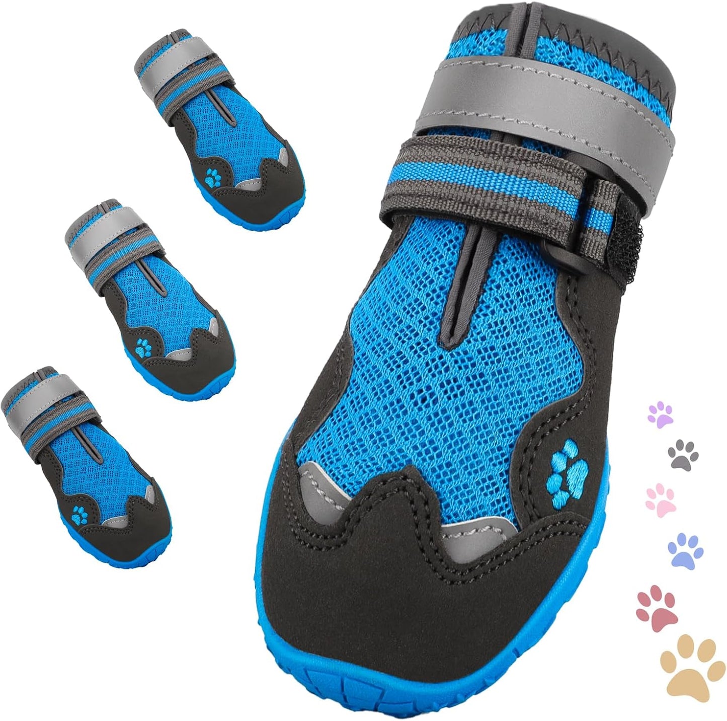 Dog Shoes for Large Medium Small Dog, Mesh Breathable Dog Shoes for Hot Pavement, Anti-Slip Dogs Boots Paw Protectors with Reflective for Outdoor Walking Indoor Hardfloors (Size 7)