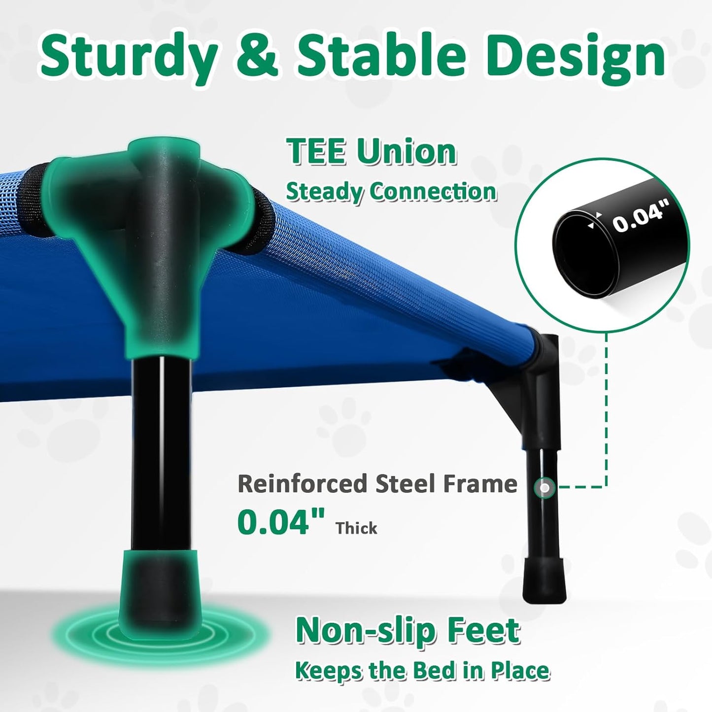 Elevated Dog Bed Outdoor for Medium Dogs, Raised Dog Cot Bed Off The Ground with Breathable Mesh & Non Slip Feet, Lifted Pet Hammock Bed Indoor (M, Blue)