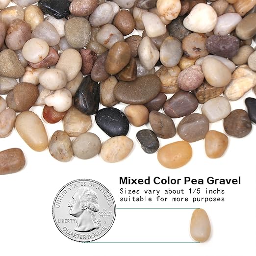 Calofulston 2.2lb Drainage Rocks for Potted Plants, 1/5 Inch Small Pebbles for Plants, Aquarium, Fish Tank, Terrarium, Succulent, Vases, Decorative Pea Gravel, Mixed Color