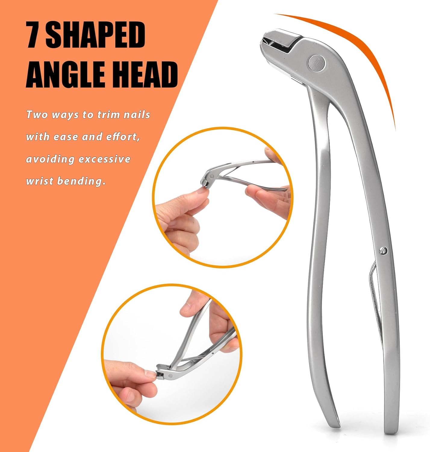 Angled Head Large Toenails Clippers for Seniors, Nail Clipper for Thick Toenails and Fingernails, Nail Cutter with Catcher, Nano Glass Nail Buffer, Gifts for Stocking Stuffers Men Women