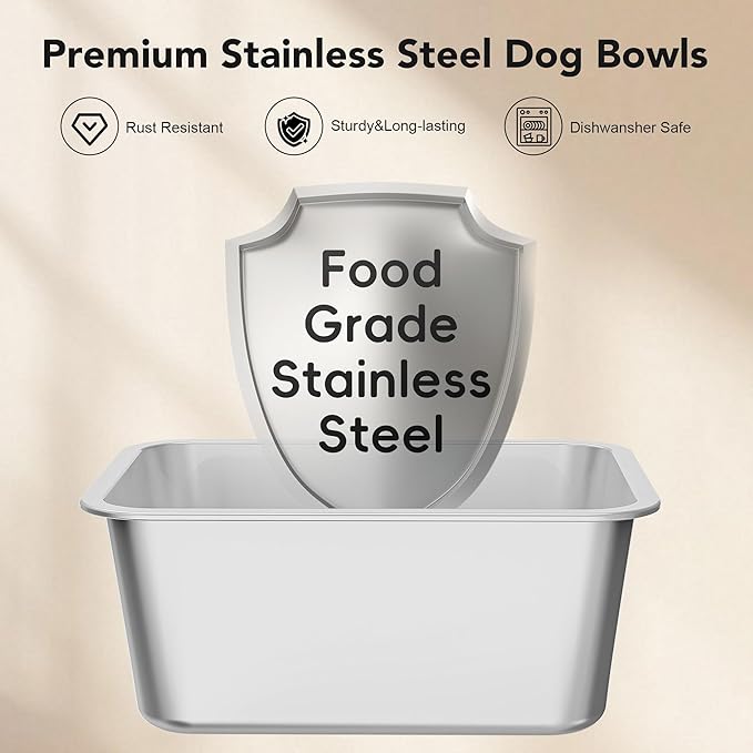 Decflow 10L Stainless Steel Dog Water Bowl, No Spill Anti-Splash Dog Bowls with XXL Silicone Mat, Spill-Proof Slow Feeder for Messy Drinkers, Heavy Duty Pet Bowls for Indoor/Outdoor Use Grey