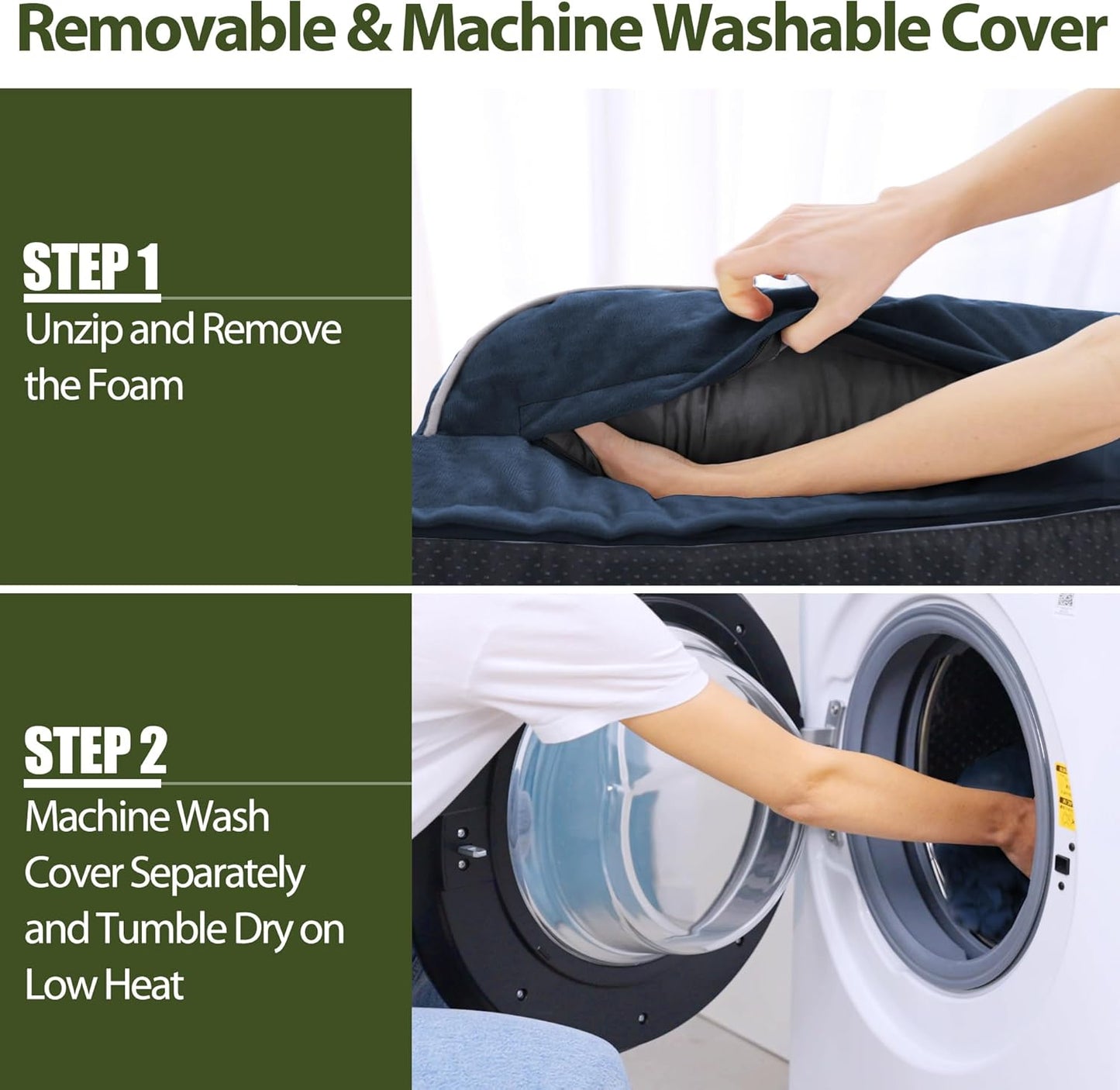 Orthopedic Dog Beds for Large Dogs, Waterproof Memory Foam Dogs Couch Beds, Comfy Bolster Pet Beds with Removable Washable Cover, Nonskid Bottom (Large,Navy Blue)