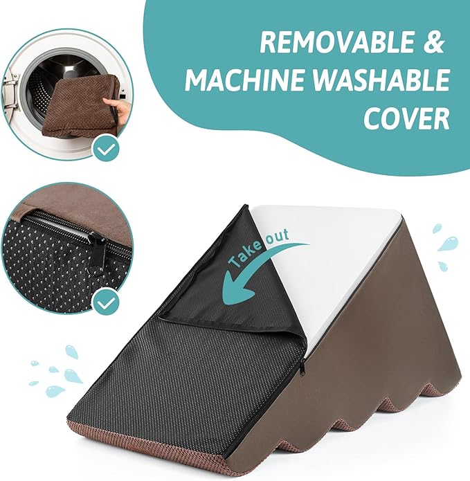 Extra Wide Dog Stairs 19.7" Width, Large Pet Step for Small Medium Dog, Puppy or Cat, Ramp for High Bed or Car, High Density Foam Ladder, Stable, 5 Step, 19.7x33x22.4 inch, Brown