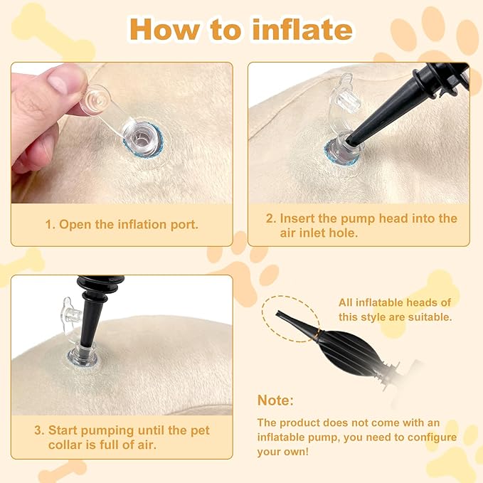 Dog Cone Collar with Enhanced Anti-Licking, Inflatable Dog Cone After Surgery, Adjustable Size with Soft Padding for Small Medium Large Dogs - Pale Yellow/M