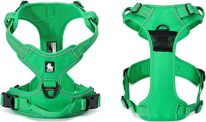 TRUE LOVE Adjustable No-Pull Dog Harness Reflective Pup Vest Harnesses Comfortable Control Brilliant Colors Truelove TLH5651(Grass Green,S)