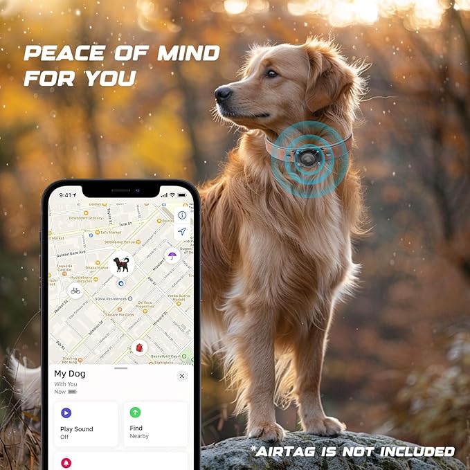 AirTag Dog Collar - Leather Dog Collar with Air Tag Holder | IPX8 Waterproof, Reflective, High - End, Adjustable Soft Padded | Dog GPS Tracker Collars Fit for Medium Large Dogs (Mahogany Brown, XL)