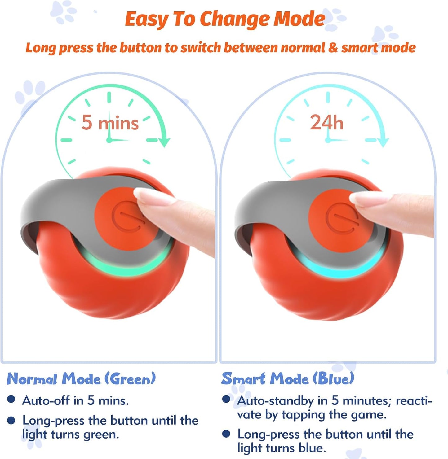 Upgraded Speedy Interactive Cat Ball 4.0 Toys with 2 Optional Tails, Smart Moving Ball Cat Toy for Bored Indoor Cats, Rechargeable & Detachable Automatic Kitten Rolling Balls Toy (Orange)