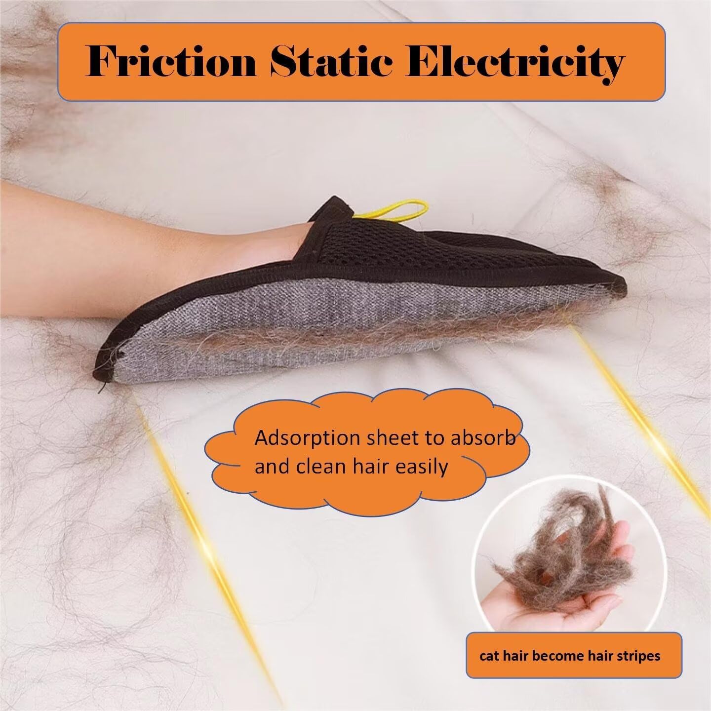 2 PCS Pet Hair Removal Glove for Cats & Dogs, Electrostatic Grooming Gloves for Pet Hair, Reusable Double Sided Static Hair Remover for Couch, Furniture, Carpet & Car Seat
