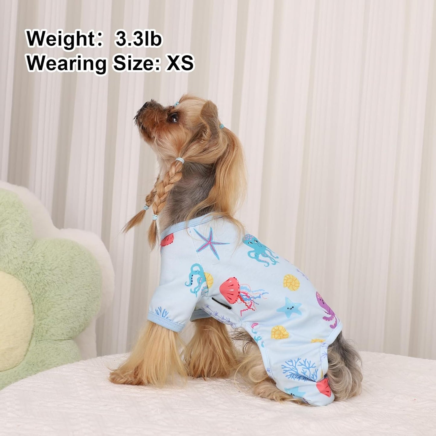 Dog Pajamas Pjs Summer Dog Clothes for Small Dogs Girl - Boy - Small Size Dogs, Soft Stretchy Puppy Clothes Doggie Onesies Cat Cute Clothing Pet Jammies Outfit Appeal, Blue