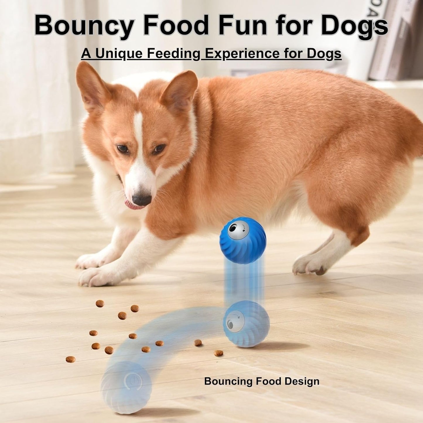 Zoomie Buddy 2.0, Zoomie Buddy for Dogs, 2 in 1 Smart Touch Interactive Dog Balls ＆ Pet Feeder, 2.83" Diameter, Suitable for Small/Medium Dogs, with Fruit Plush Cover (2*Blue, 3*Mix)