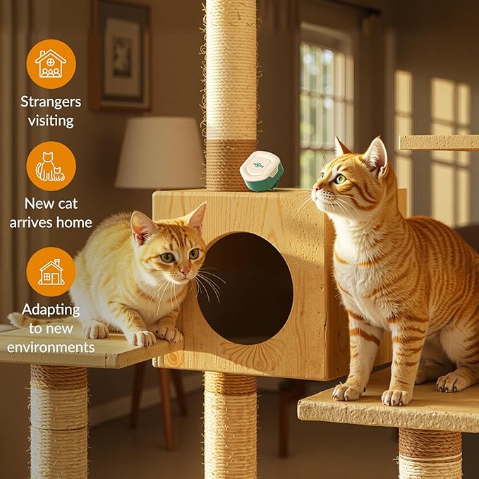 Cat Calming Diffuser – for Travel, Car & Home Use, Pheromone Diffuser for Cats & Kittens to Reduce Anxiety and Stress, No Electricity Needed, Long-Lasting Calming Support (2 Pack)