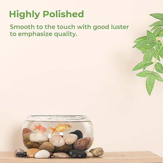 SIDONG 10 lbs Mixed River Rocks, 1.2-2 Inches Highly Polished Pebbles for Indoor Plants, Aquarium Rocks Used in Fish Tank, Decorative Stones for Plants, Vases, Home Décor, Crafting, Garden Landscaping