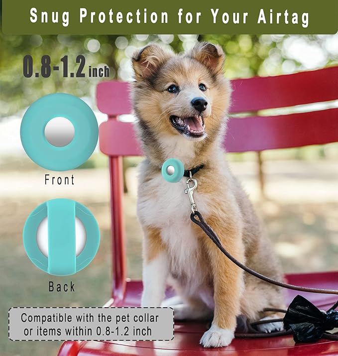 Airtag Holder for Dog Collar, Cibaabo Silicone Air Tag Case Cover Compatible with Apple Airtags for 0.8-1.2inch Cat Pet Collar Harness Loop
