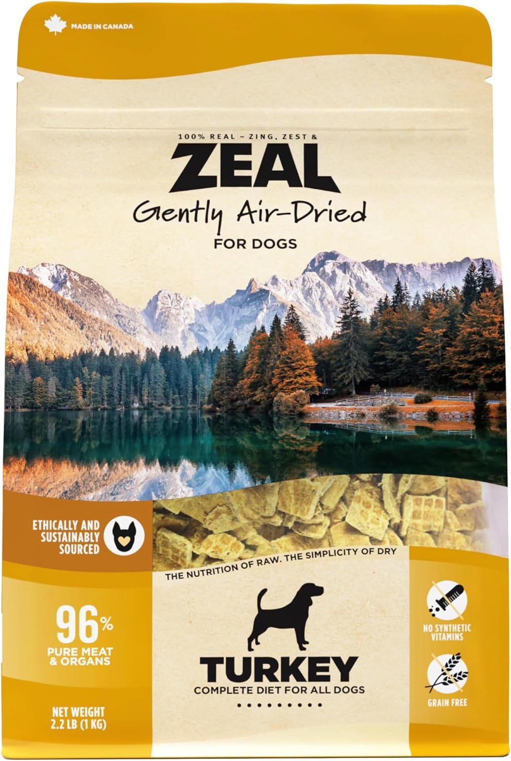 ZEAL Canada Air-Dried Turkey Recipe for Dogs - High Protein, Natural Superfoods, Nutrient Rich, No Fillers, Grain Free, Complete & Balanced (Turkey, 2.2 lb)