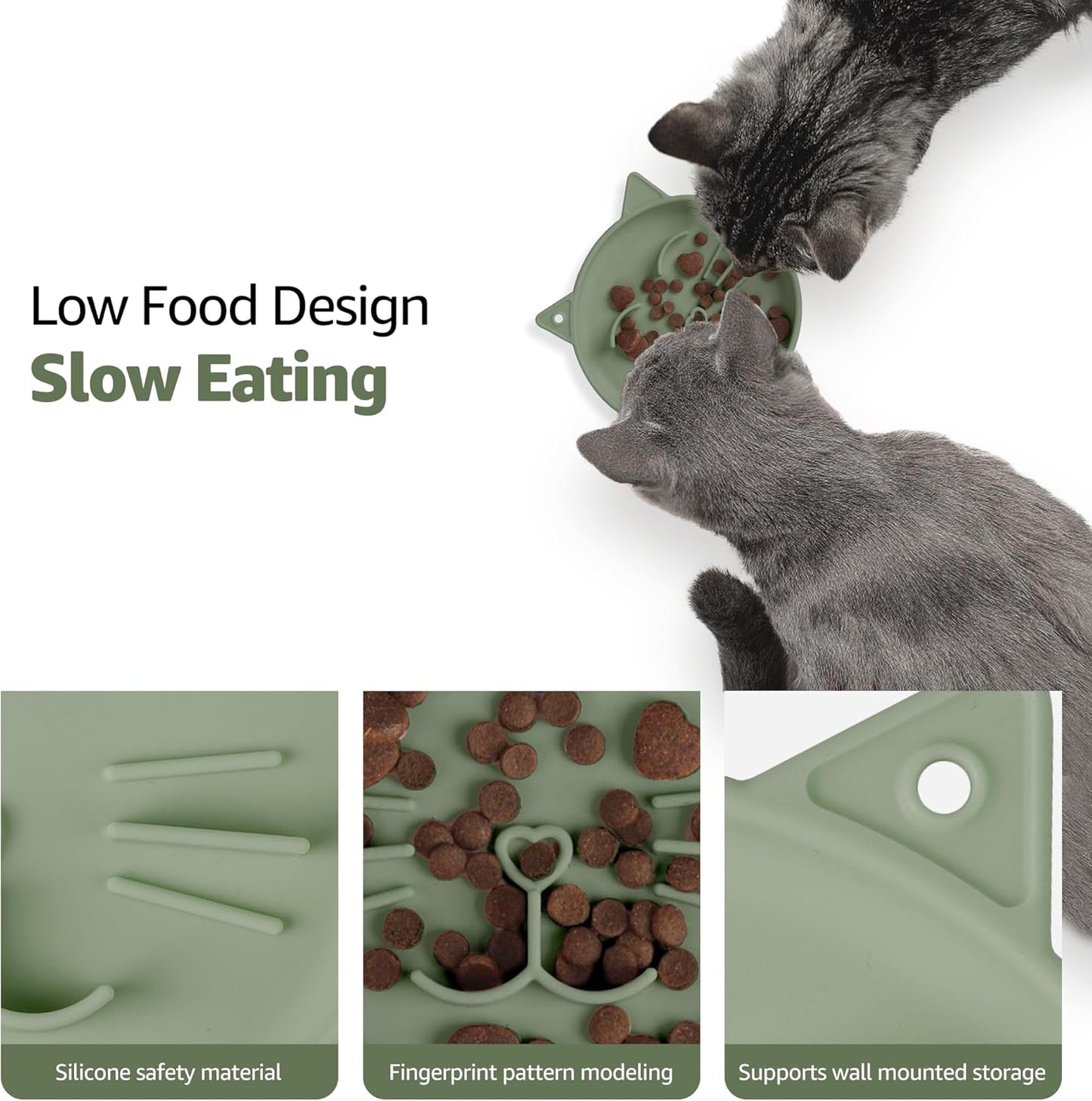 Coomazy Silicone Slow Feeder Dog Cat Bowls, Interactive Puzzle Toy for Pets Dry/Wet Food Training, Keeps Dogs Cats Busy, Prevents Puppy Kitty Overeating (Pink/Green 2pcs, 0.8 Cup)