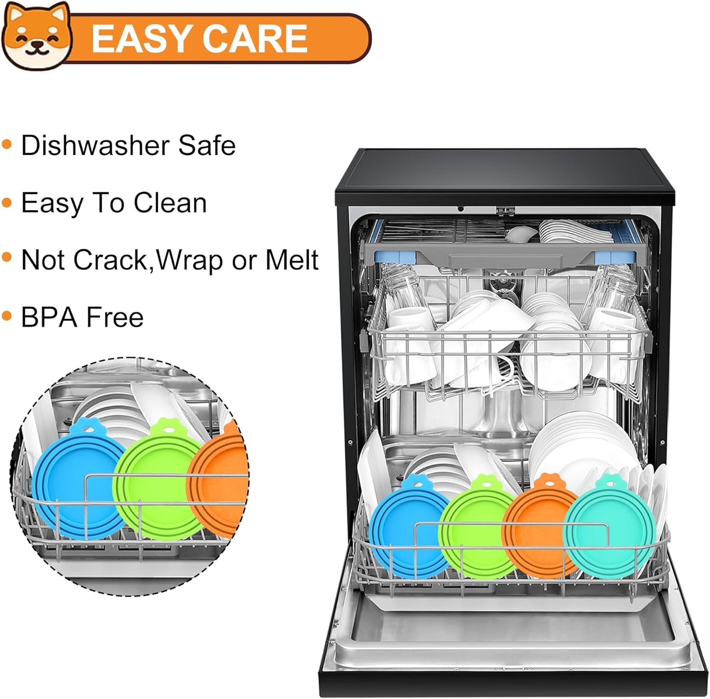 2 Pack Pet Food Cans Lids, Silicone Food Can Covers for Dog and Cat, BPA Free/Food Safe/Universal, One Fit Most Standard Size Food Can Top Yellow/Blue