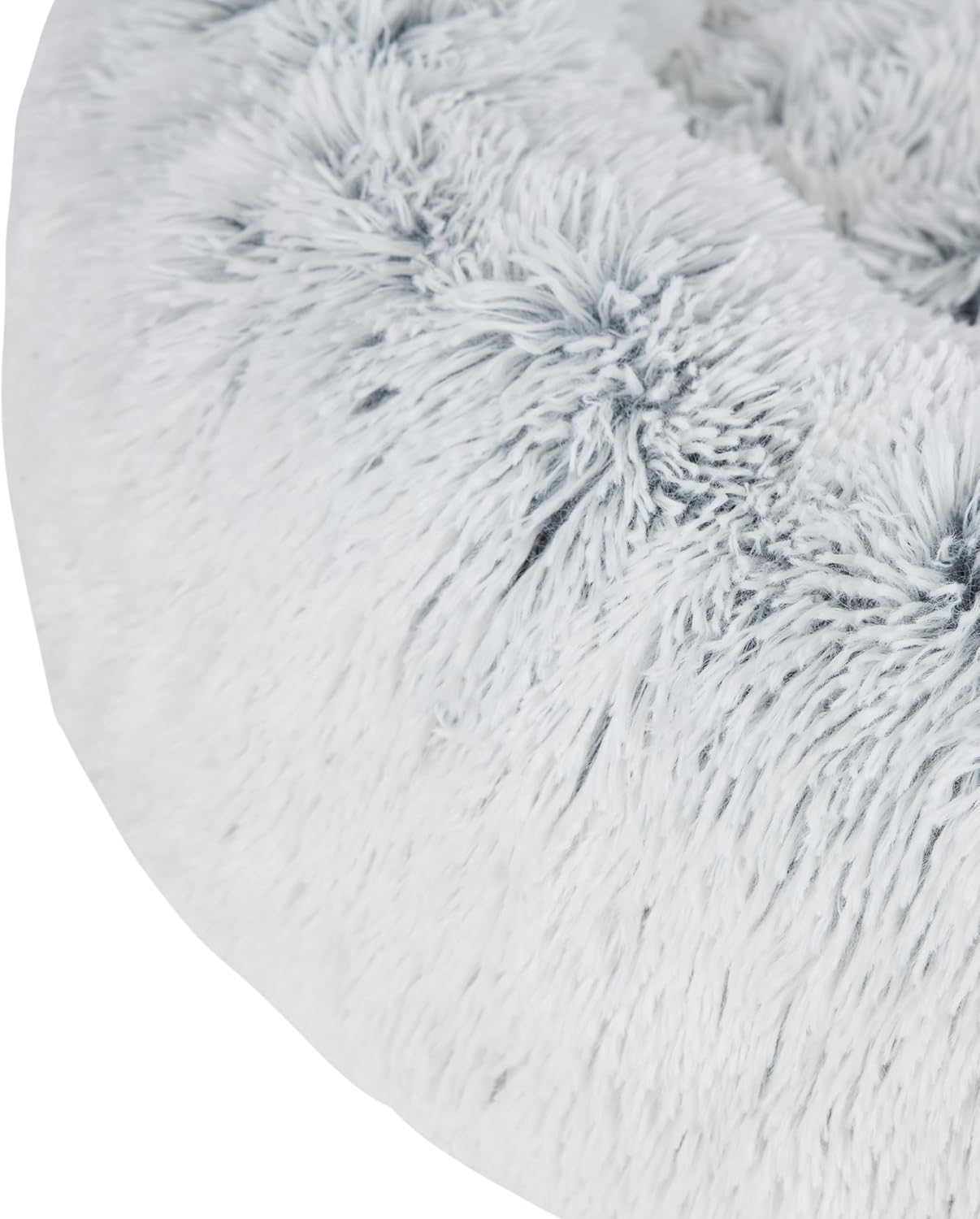 Best Pet Supplies Round Donut Dog Bed with Plush Faux Fur Fabric, Calming, Anti-Anxiety Cushion for Indoor Pets, Slip-Resistant Base, Soft Ergonomic Support - Light Warm Gray, 24x24x7''