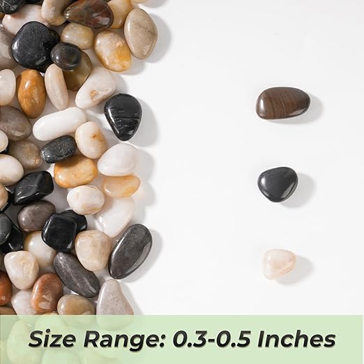 SIDONG 10 LB Mixed River Rocks, 0.3-0.5 Inches High Polished Pebbles for Indoor Plants, Aquarium Rocks Used in Fish Tank, Decorative Stones for Plants, Vases, Home Décor, Crafting, Garden Landscaping
