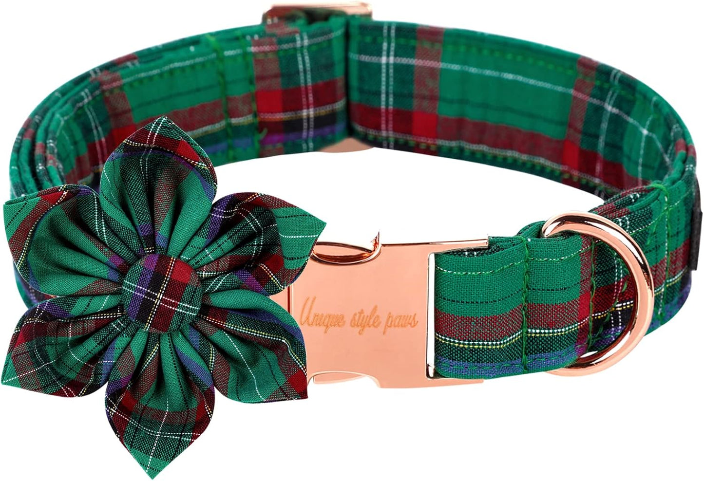 Unique style paws Dog Collar with Flower Tie Christmas Dog Collar for Small Medium Large Dogs with Adjustable Metal Buckle -L