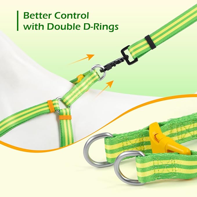 Stripe Step in Dog Harness for Small Dogs, Freedom Nylon Dog Halter Vests, Lightweight and Escape Proof Puppy Harness, Quick Fits for Small Medium and Large Dogs, Green XS