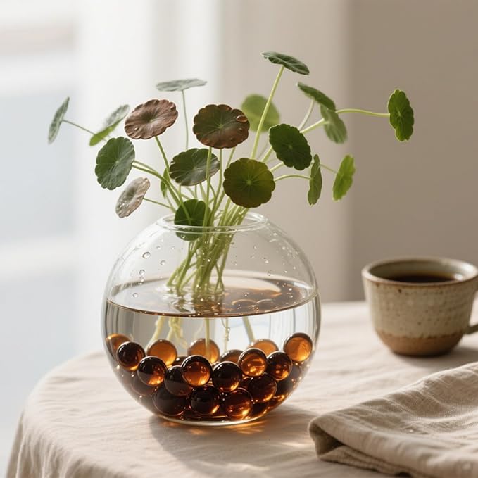 2.16LB Glass Beads Vase Filler Aquarium Gravel Decor Flat Glass Marbles Gems Pebbles Fish Tank Rocks Home Decorative Art Craft - Amber