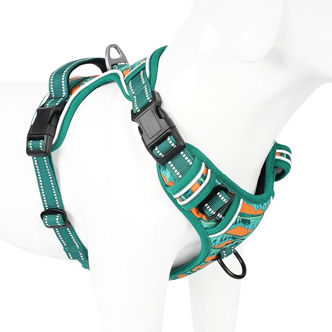 Timos No Pull Dog Harness,No Choke Front Clip Dog Reflective Harness,Adjustable Soft Padded Pet Vest with Easy Control Handle for X-Large Dogs,Wilderness,XL