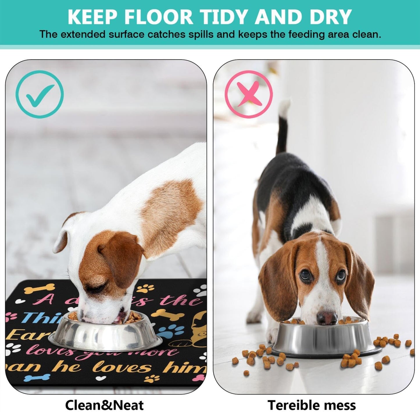 Pet Feeding Mat for Floors Waterproof Dog Mat for Food and Water Absorbent Quick Dry Non Slip mat for Cat Bowls