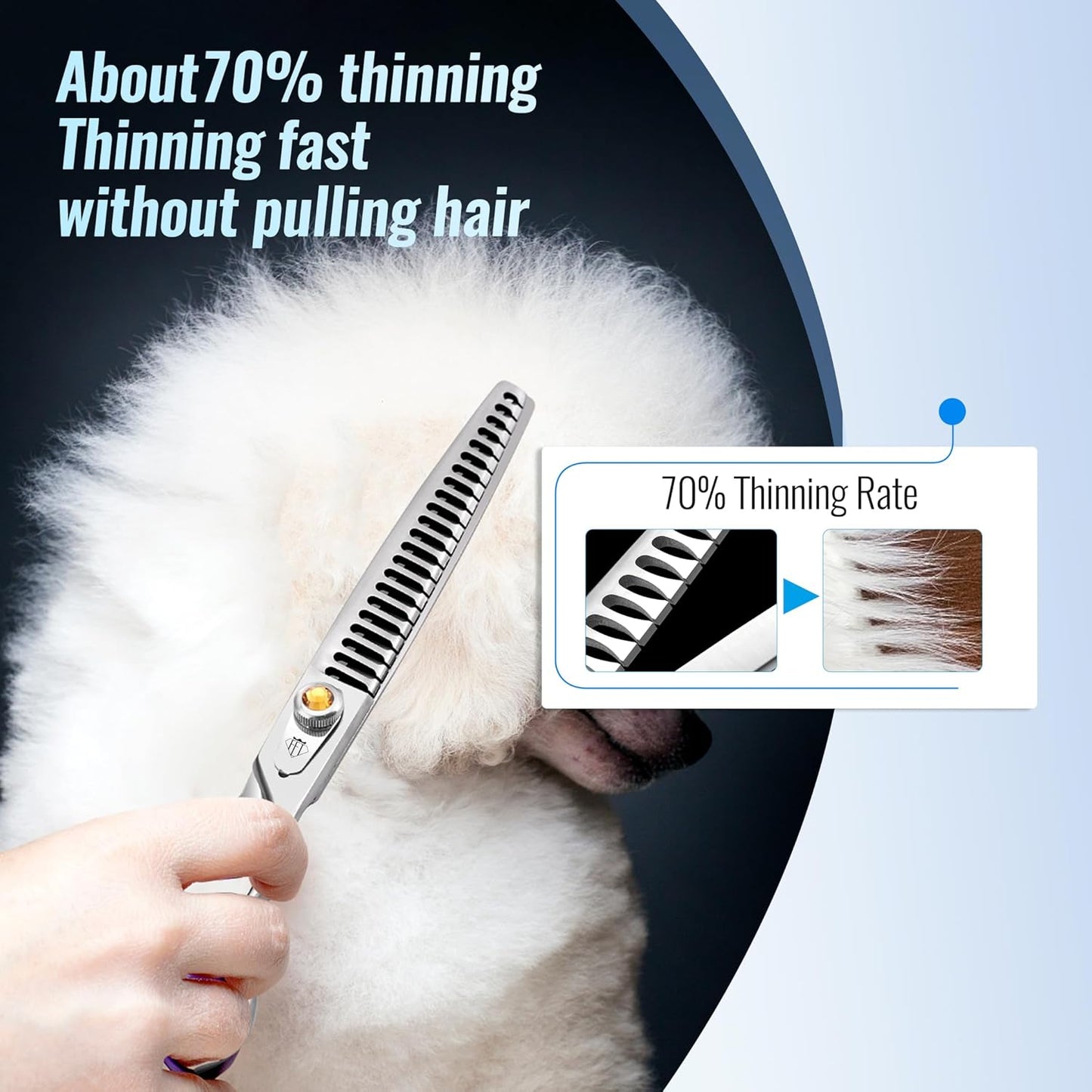 Fenice Professional Dog Grooming Scissors: 7.5 inch Chunker Shears for Dogs Trimming Made Of Japanese 440C Stainless Steel Yellow Diamond