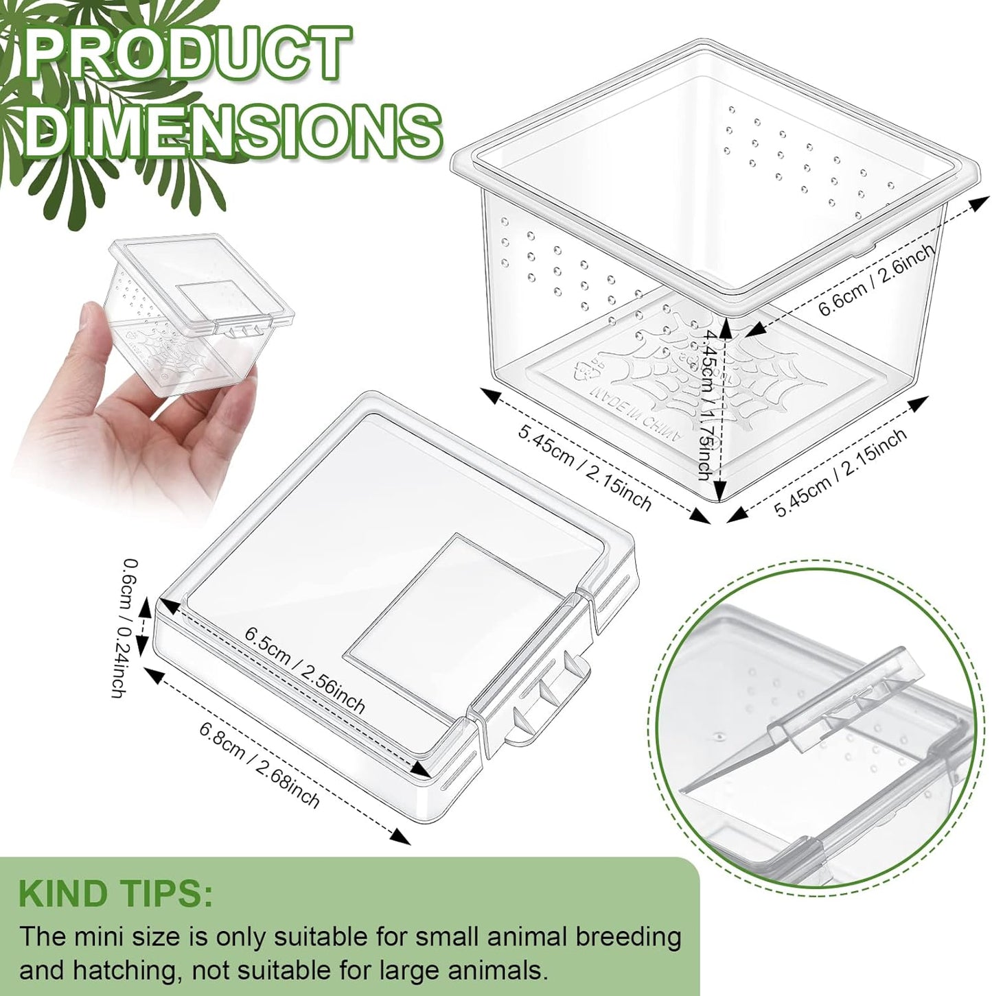 20 Pcs Insect Spider Terrariums Breeding Box Small Reptile Hatching Container Transparent Cricket Keeper Breeder Box Feeding Spider Cage with Lid for Scorpion Gecko Tortoise Centipede Tarantula