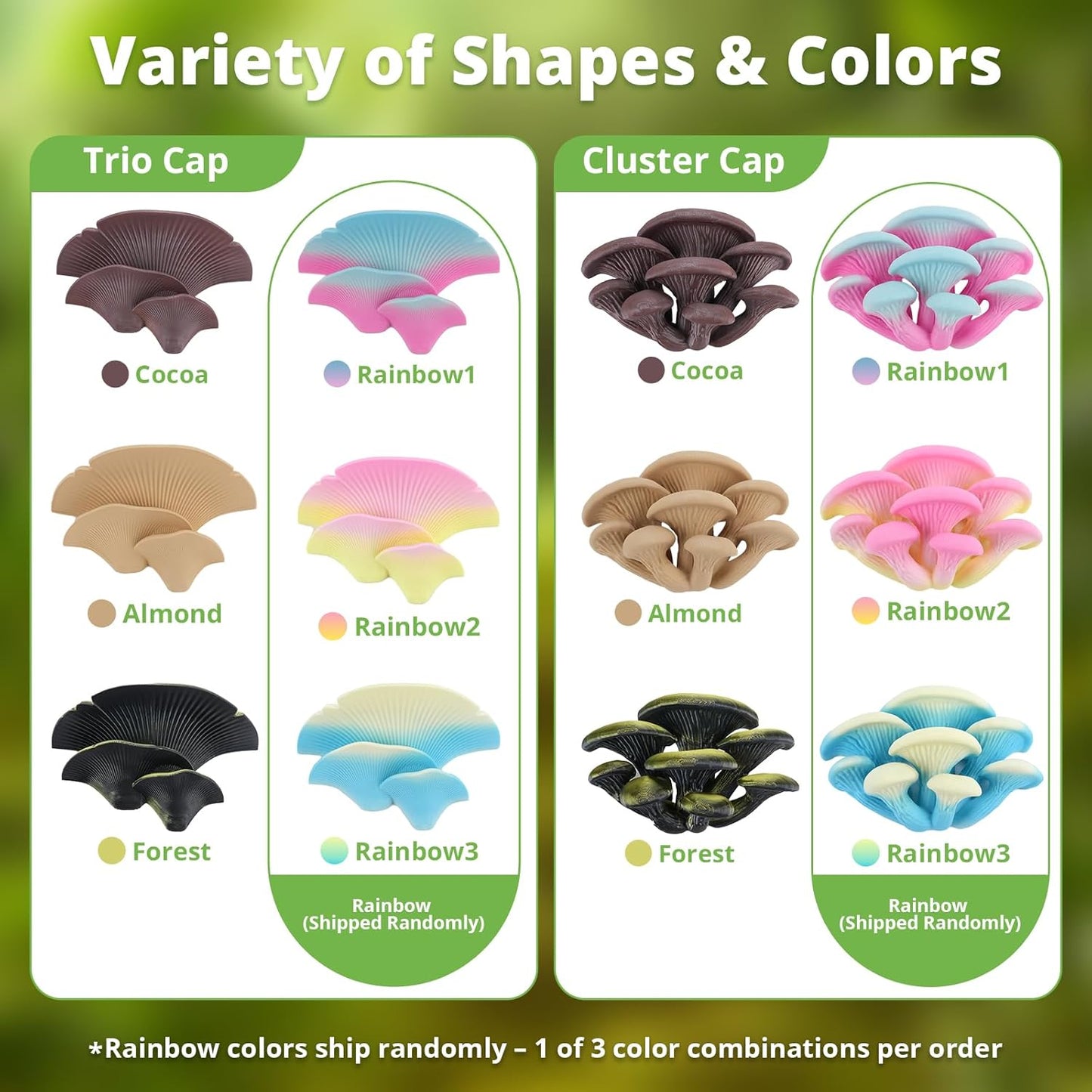 Mushroom Decor for Reptile Tank, Fish Tank, Pet-Safe Bearded Dragon Tank Accessories, Realistic Terrarium Plants for Leopard Geckos, Frogs, Snakes (Rainbow Cluster Cap, Randomly Ship)