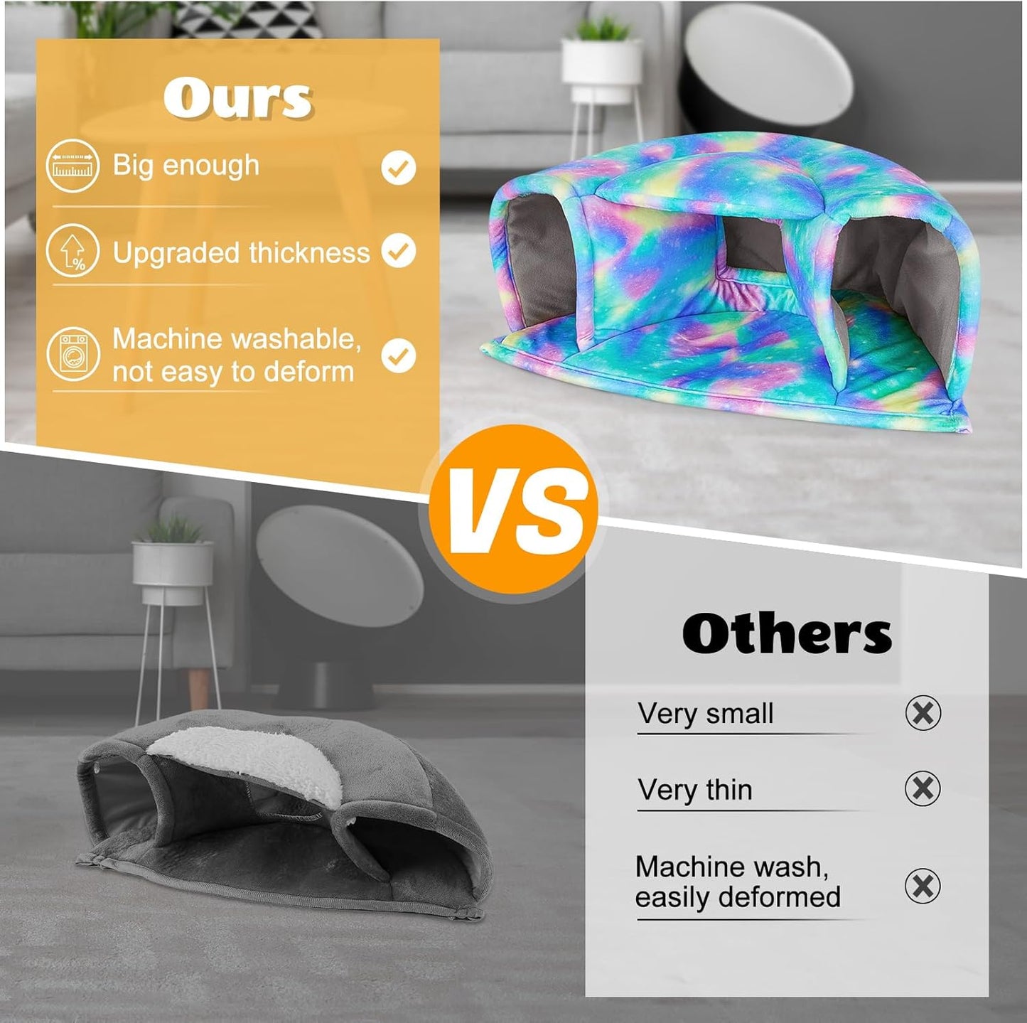 Unicorn Catcher Guinea Pig Hideout Large Guinea Pig Bed Cozy Guinea Pig House Warm Guinea Pig Tunnel Washable Guinea Pig Accessories for Small Pet Hamster/Chinchilla/Bunny