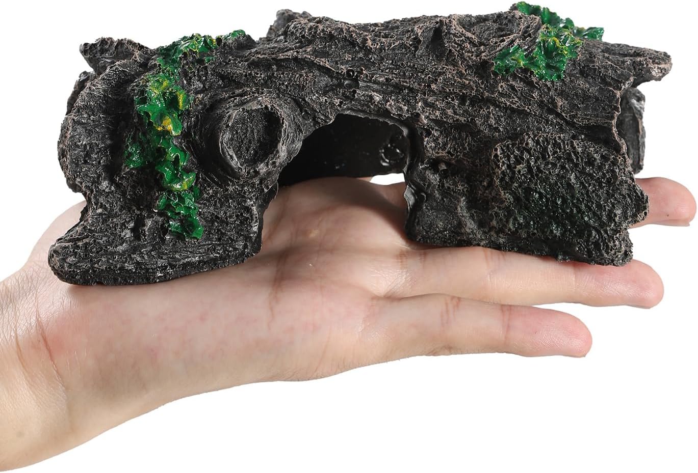 IBWell Aquarium Wood Fish Tank Decorations，Resin Fake Logs Terrarium DÉCor, Reptile Hide Aquarium Hideout for Fish Cave, Small Turtles, to 20 Gallon Tank