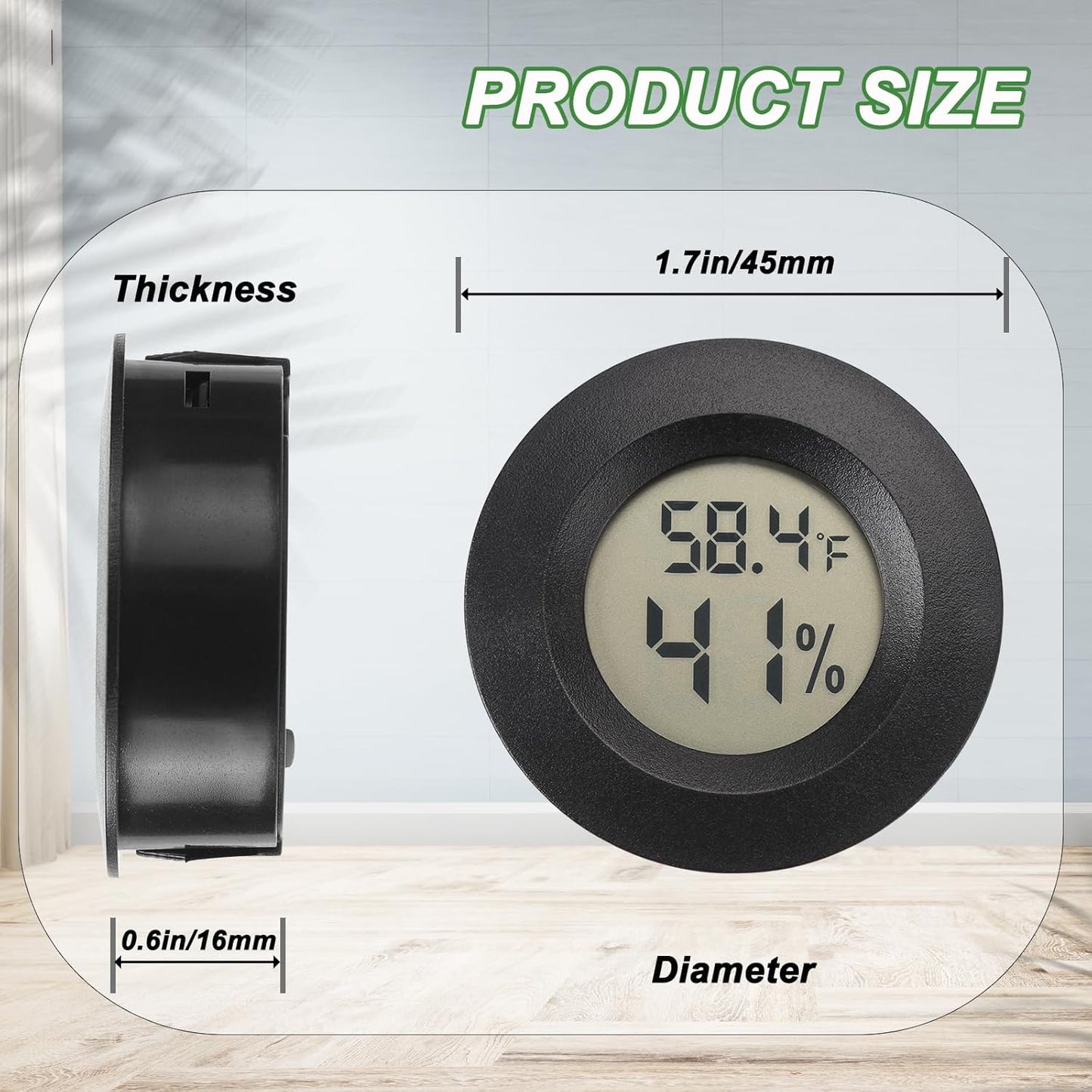 Mini Hygrometer Digital Thermometer Humidity Meter Hygrometer Thermometers Indoor/Outdoor Humidity Monitor Reptile Thermometer for Humidors Greenhouse Garden Cellar Fahrenheit(℉)/ Celsius(℃) 4 Pack