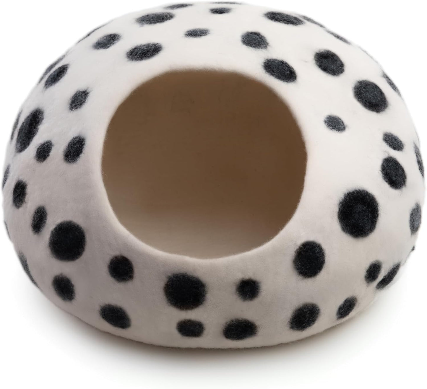 Large Wool Cat Bed Cave - Extra Warm Kitty Beds Handcrafted Kitten Caves Bed for Indoor Cats - Eco-Friendly Felt, Foldable Cat Hidewawy Covered Cat House Pod