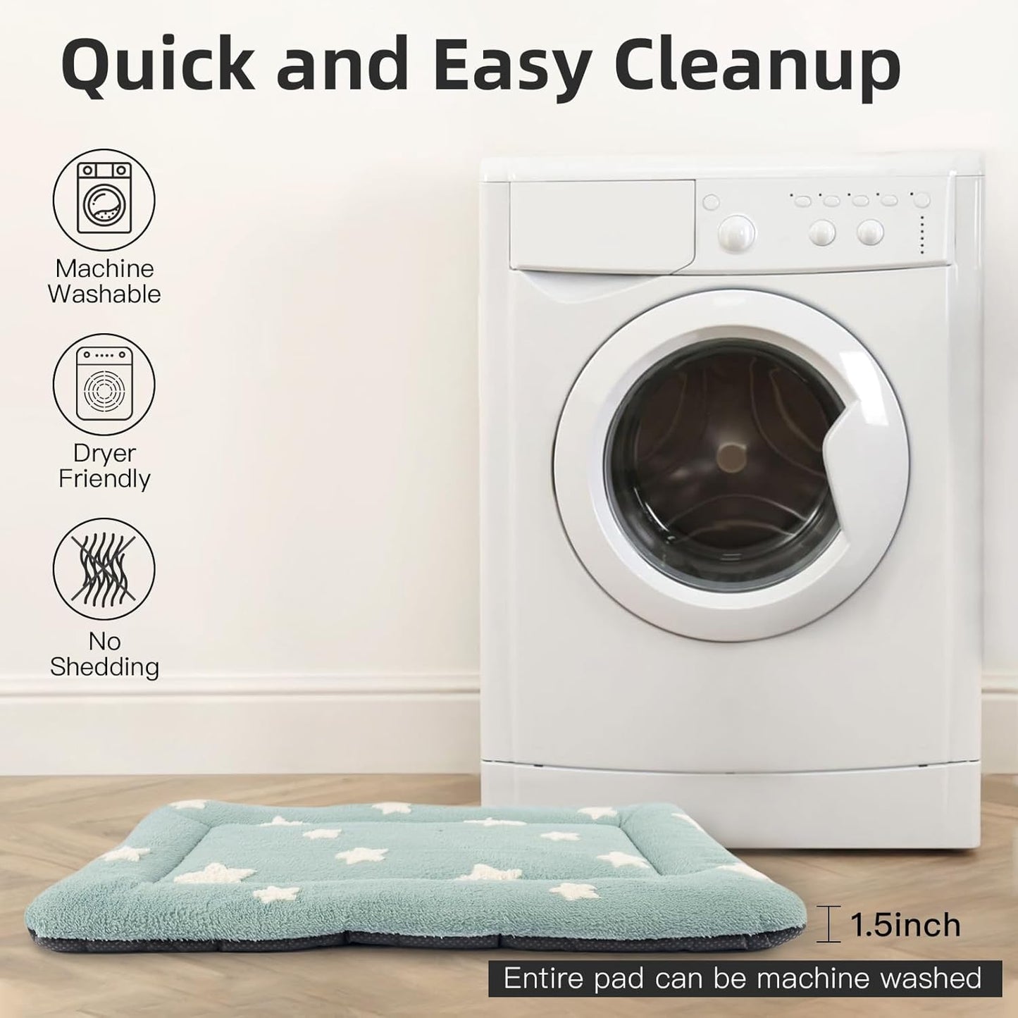 Mora Pets Dog Crate Pad Dog Kennel Bed Crate Mat for Large Dogs Washable Cute Star Pet Bed for Cage Ultra Soft Flat Pillow Cushion for Cozy Sleeping Anti-Slip Blue 42 x 27