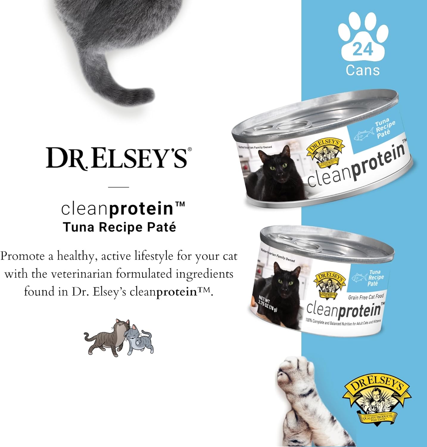 Dr. Elsey's cleanprotein Tuna Recipe Wet Cat Food (Case of 24), 2.75 oz Canned Food