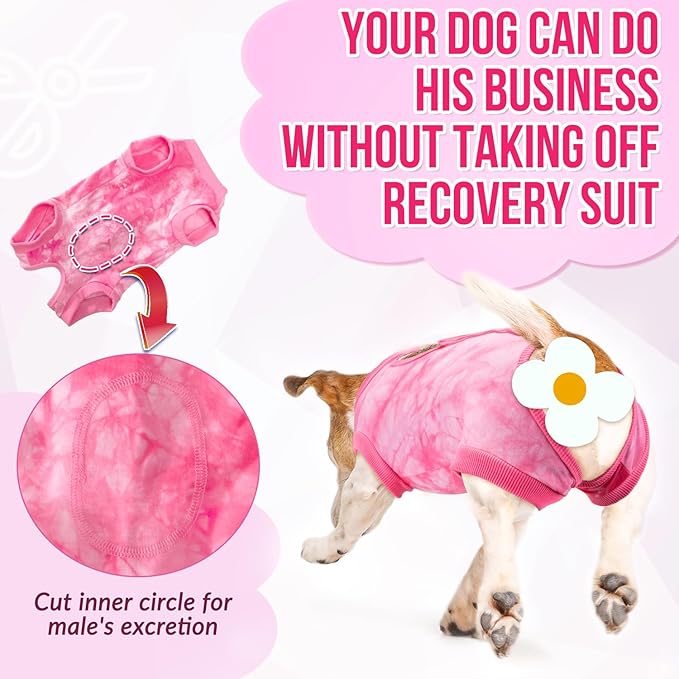 Lukovee Recovery Suit for Dogs, Onesie Surgery Recovery Suit for Female Male Dogs, Abdominal Wounds Cone E-Collar Alternative Prevent Licking Spay Recovery Suit (Pink,Small)