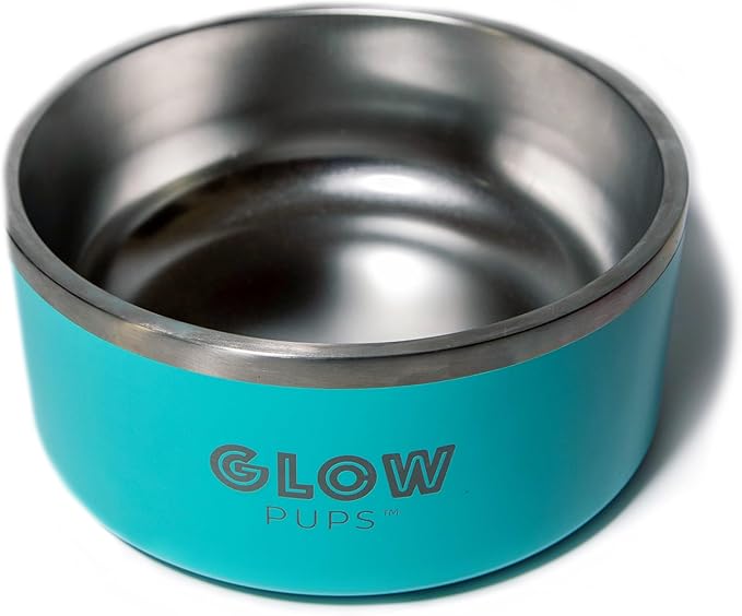 Dog Bowl, Dog Water Bowl Vacuum Insulated Stainless Steel, Non-Slip, Spill-Proof, Easy Clean, Keeps Water Cool, Cute, Stylish Pet Bowl, 64 oz, Light Blue, Modern