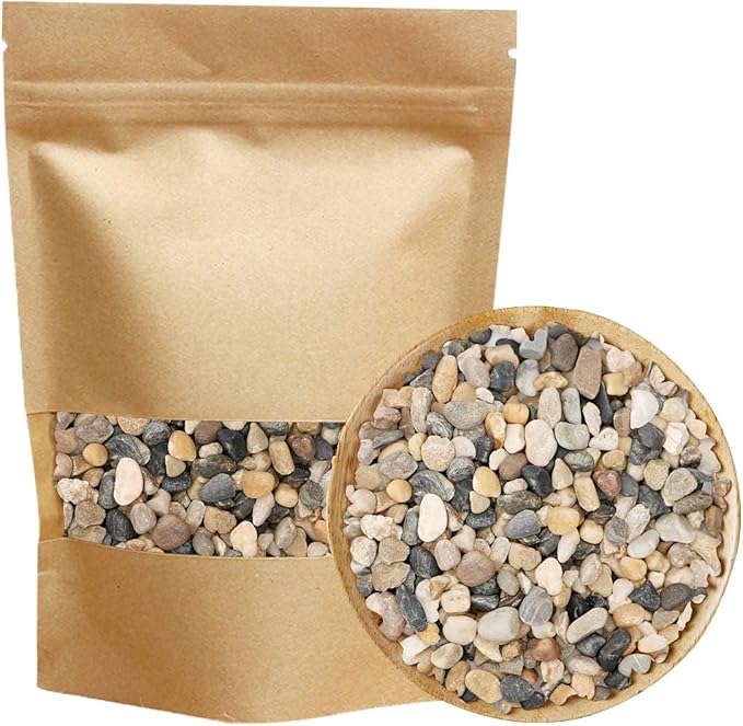 River Rocks Stones Natural Decorative Mixed Color Pebbles Fish Tank Gravel Small Garden Rocks Soil Cover for Aquariums, Landscaping, Vase Fillers, Succulent, Tillandsia, Cactus, Terrarium Plants 2.2lb