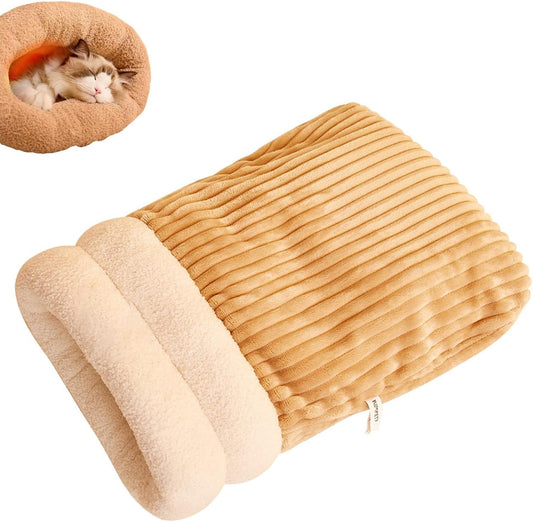 Cozy Cat Winter Bed Cave - Warm, Soft, Fluffy, Washable, Indoor Cat Sleeping Bag