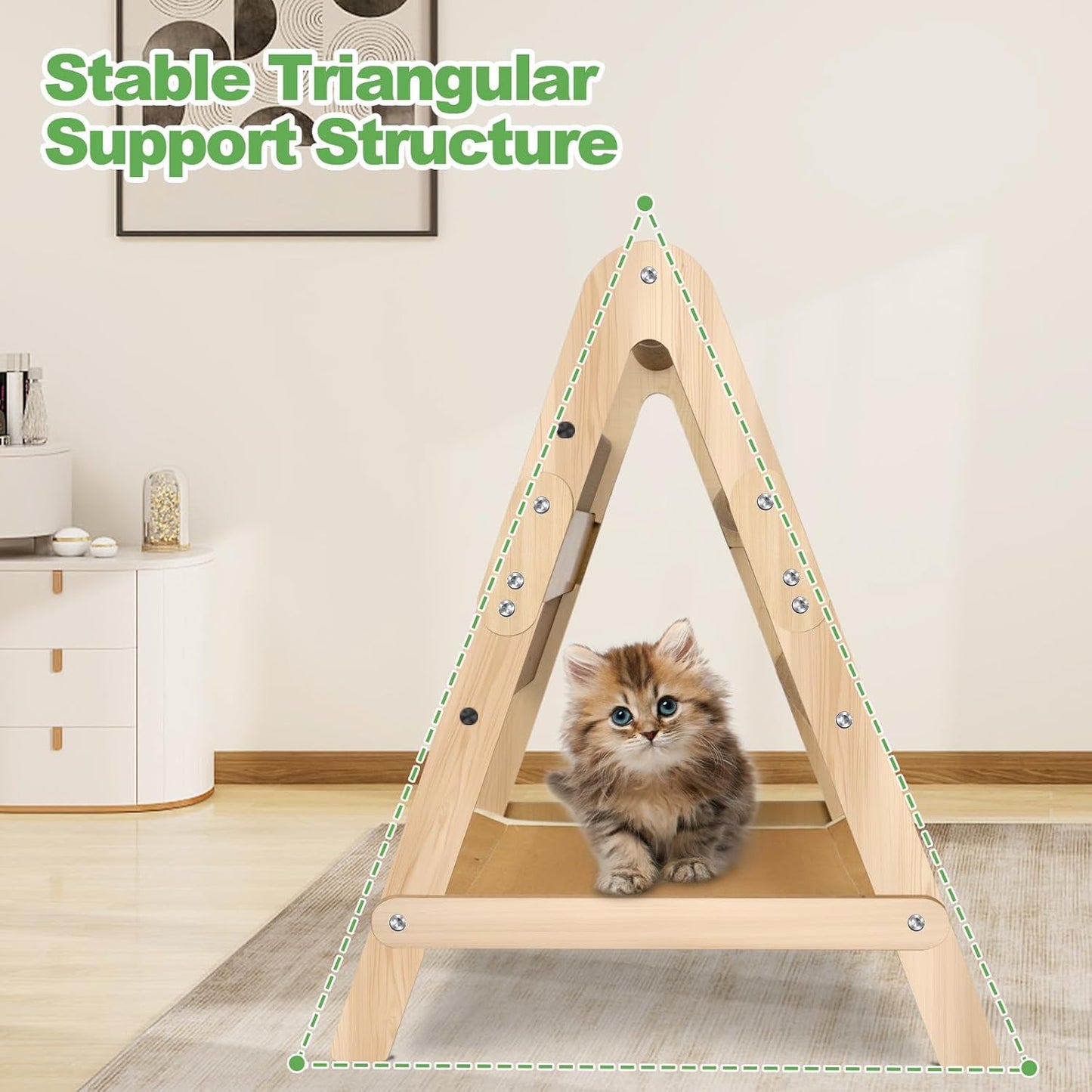 Cats Scratching Pads Cat Climbing Frame Multifunctional Kitten House Toys All-in-one Wooden Climbing Ladder Summer Kitty Litter Scratch-Resistant Corrugated Paper (with Wooden Cat Teaser)