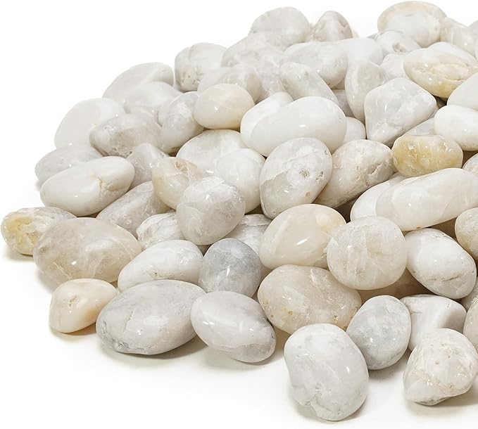 Mr. Fireglass 10lb White River Rocks, 3/8 inch Natural Decorative Polished Pebbles Aquarium Gravel Stones for Landscaping, Indoor Plants, Vase, Succulent, Fish Tank