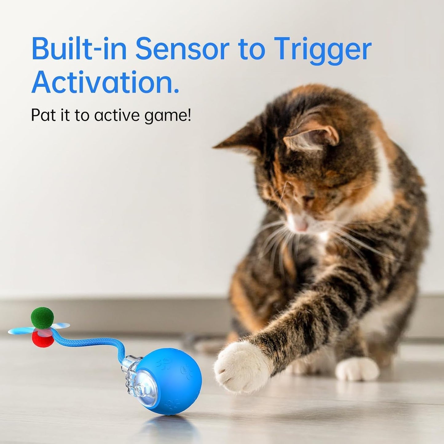 Interactive Cat Toys for Indoor Cats - Kitten Toy with Speedy Tail 2.0, Automatic Cat Toys for Bored Indoor Adult Cats, Motion-Activated, 2025 New Upgraded, USB Rechargeable (Blue)